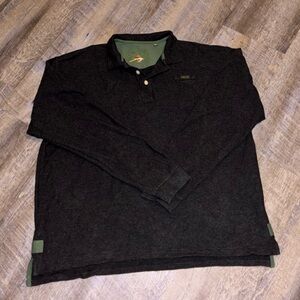 Orvis Signature Long‎ Sleeve Polo Shirt Dark Gray Heavyweight XL